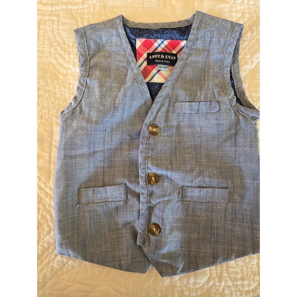 Andy & Evan Little Boy's Chambray Blue Vest 18-24 Months Dress Up Cute
